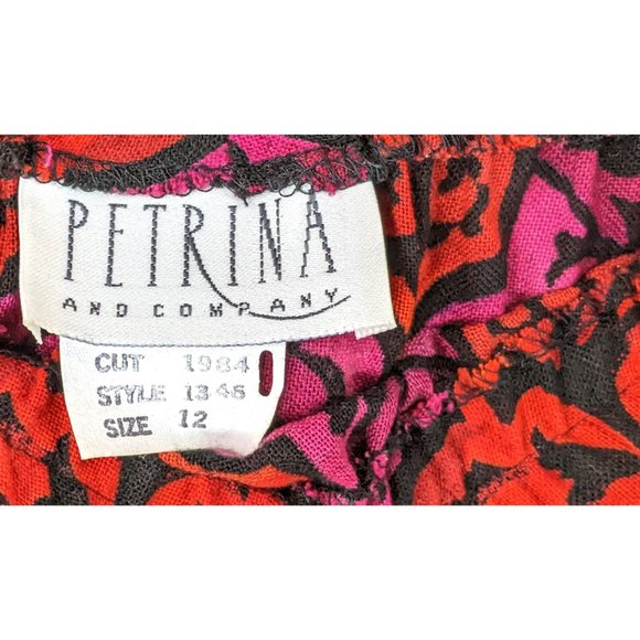 Vintage Petrina baroque floral red pink midi pencil stretch waist skirt - Picture 4 of 4